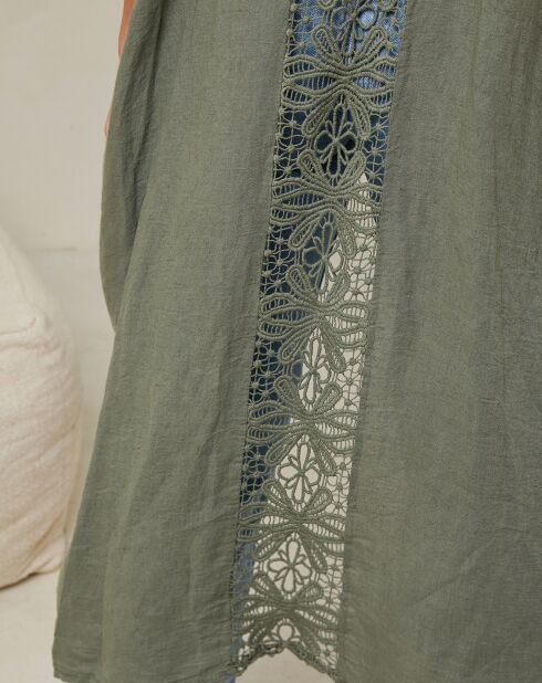 Khakifarbene Weste Tehani aus 100% Leinen