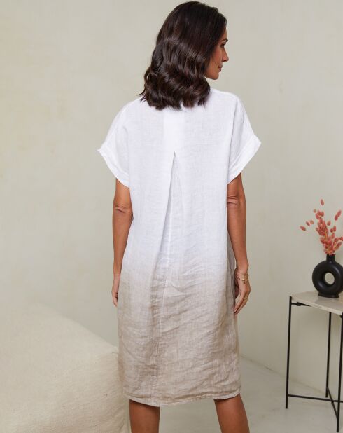 Beiges Rhodia-Kleid aus 100% Leinen