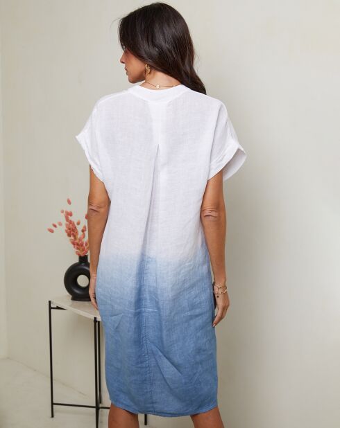 Indigofarbenes Rhodia-Kleid aus 100% Leinen