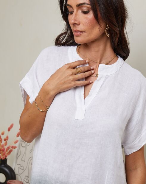 Khakifarbenes Rhodia-Kleid aus 100% Leinen