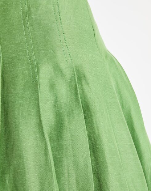 Paradiso Midi-rok met ceintuur in groene linnenmix