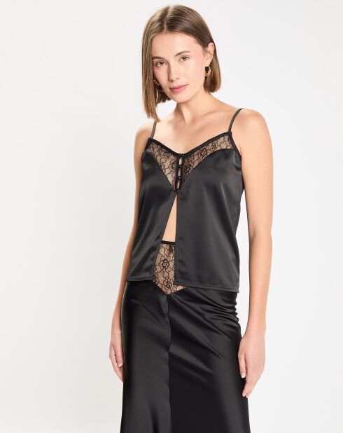 Capri schwarzes Satin-Top