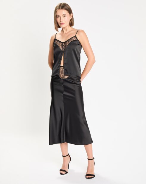 Capri schwarzes Satin-Top