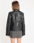 Blouson en Cuir Hvar noir/beige/gris