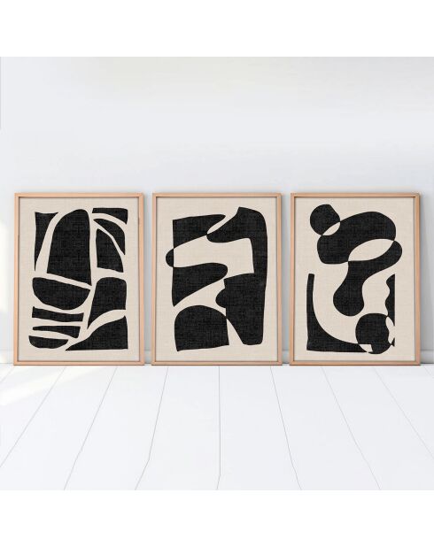 Ingelijst decoratief schilderij 3 stuks Veelkleurig abstract - 50x70 cm