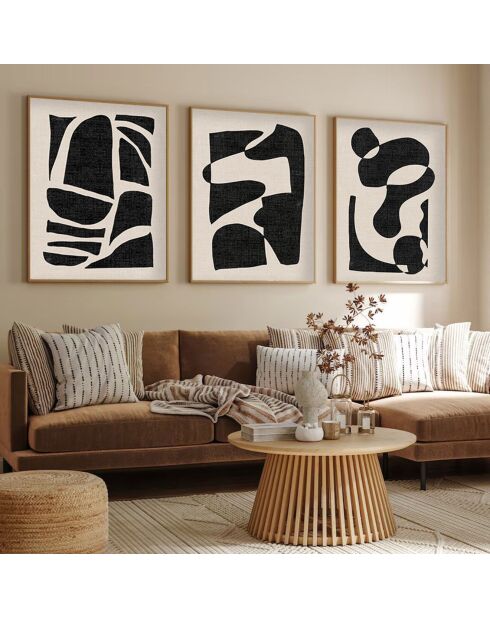 Ingelijst decoratief schilderij 3 stuks Veelkleurig abstract - 50x70 cm