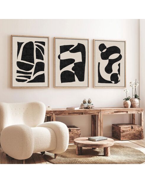 Ingelijst decoratief schilderij 3 stuks Veelkleurig abstract - 50x70 cm