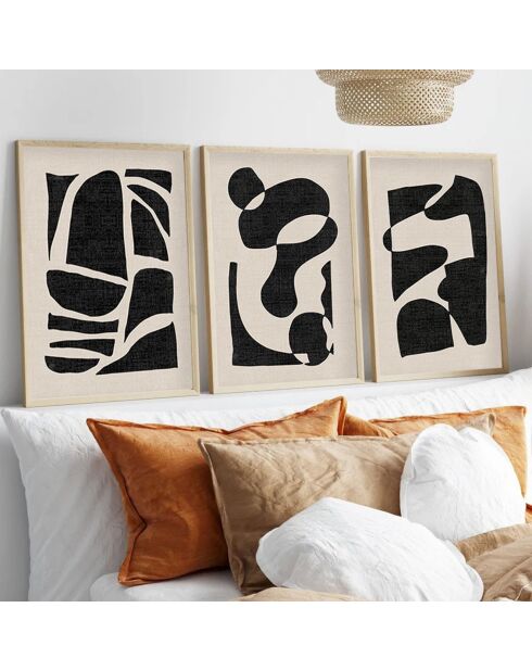 Ingelijst decoratief schilderij 3 stuks Veelkleurig abstract - 50x70 cm