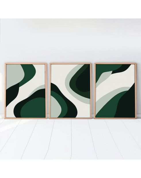 Peinture décorative encadrée 3 pièces Abstrait multicolore - 50x70 cm