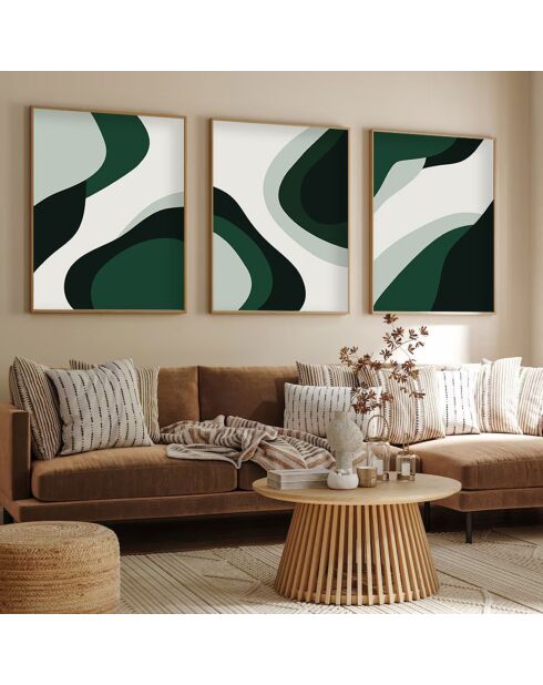 Peinture décorative encadrée 3 pièces Abstrait multicolore - 50x70 cm