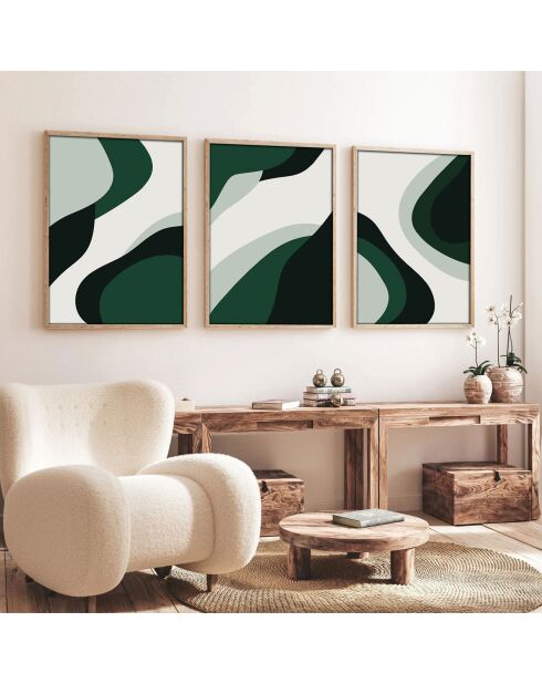 Peinture décorative encadrée 3 pièces Abstrait multicolore - 50x70 cm