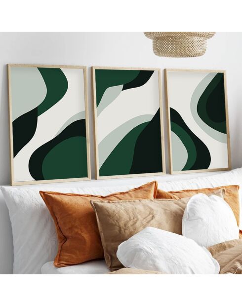 Peinture décorative encadrée 3 pièces Abstrait multicolore - 50x70 cm