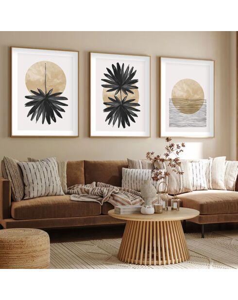 Peinture décorative encadrée 3 pièces Tache abstrait multicolore - 50x70 cm