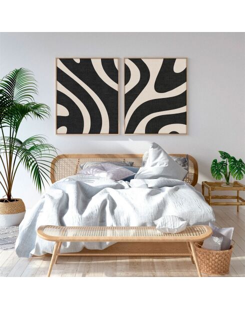 Ingelijst decoratief schilderij 2 stuks Abstracte veelkleurige zebra - 50x70 cm