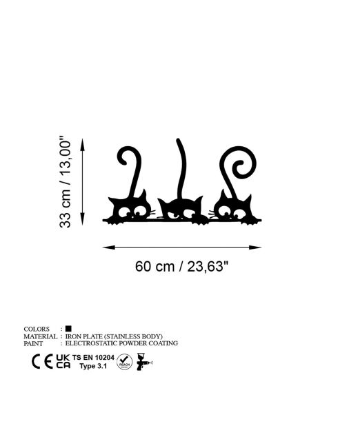 Décoration murale chatons multicolore - 60x33 cm