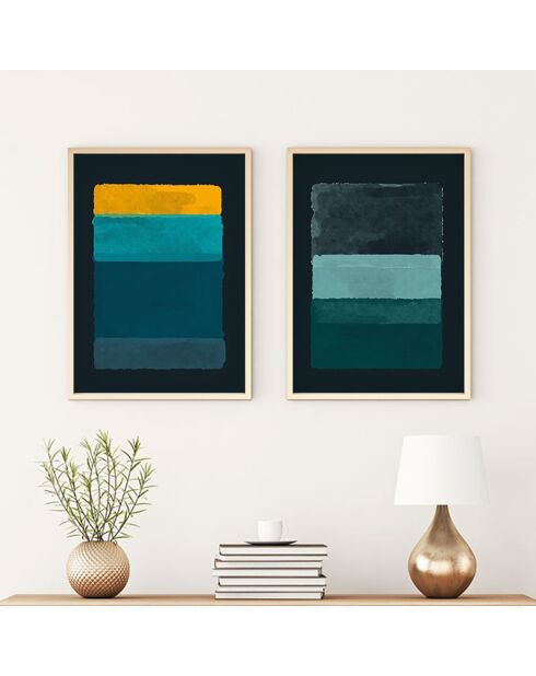 Peinture décorative encadrée 2 pièces dégradé multicolore - 50x70 cm