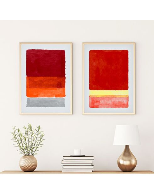 Peinture décorative encadrée 2 pièces dégradé multicolore - 50x70 cm