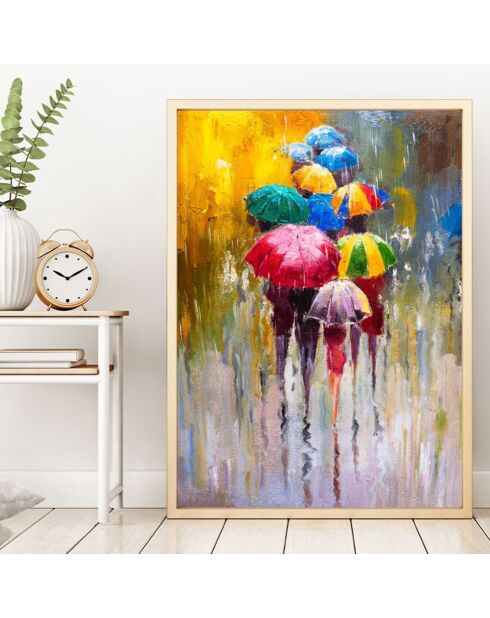 Peinture décorative encadrée ballons multicolore - 50x70 cm