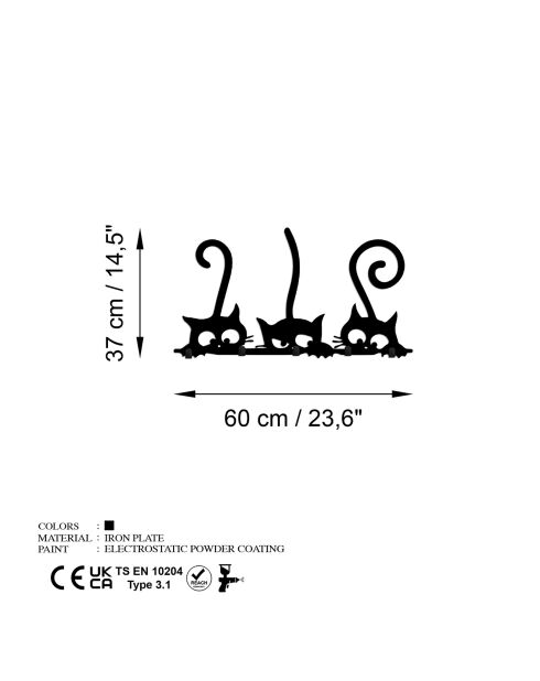 Décoration murale cuisine chatons multicolore - 60x37 cm