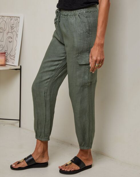 Pantaloni kaki Kessy 100% lino