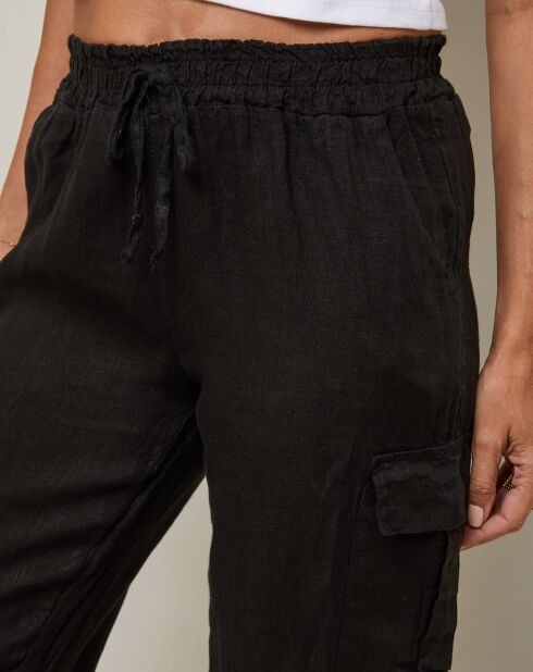 Pantaloni neri Kessy 100% lino