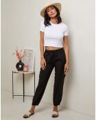 Pantaloni neri Kessy 100% lino