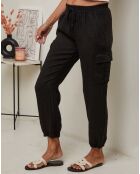Pantaloni neri Kessy 100% lino