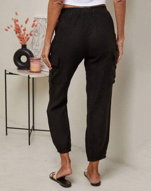 Pantaloni neri Kessy 100% lino