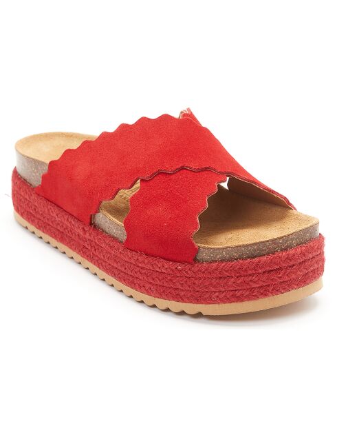 Mules en Velours de Cuir Tamara rouges