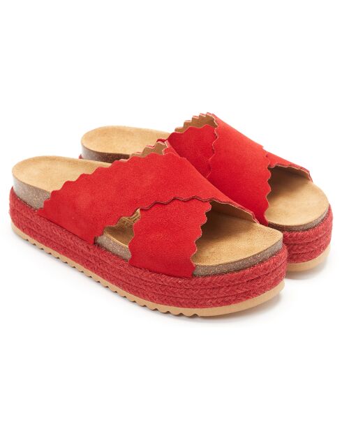 Tamara rode fluwelen leren muiltjes