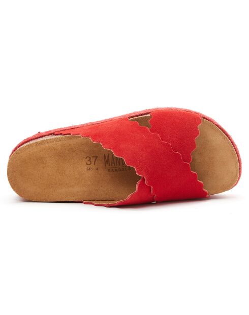 Mules en Velours de Cuir Tamara rouges