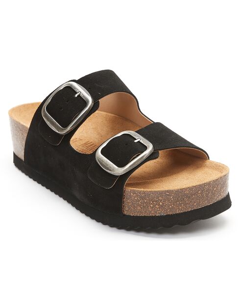 Mules en Velours de Cuir Zoe noires
