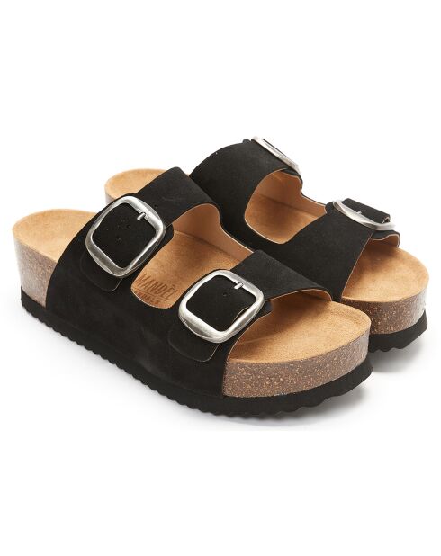 Mules en Velours de Cuir Zoe noires