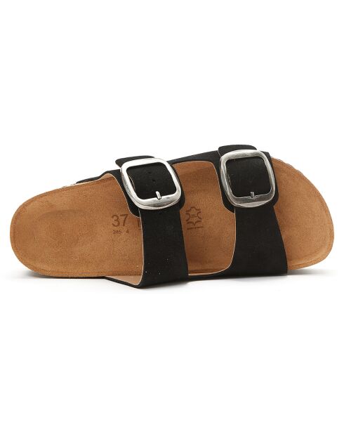 Mules en Velours de Cuir Zoe noires