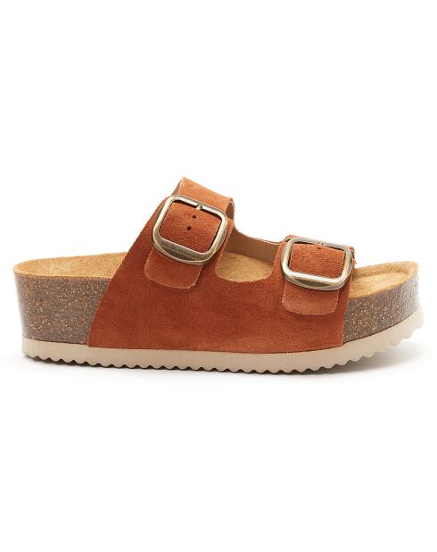 Mules en Velours de Cuir Zoe marron