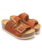 Mules en Velours de Cuir Zoe marron