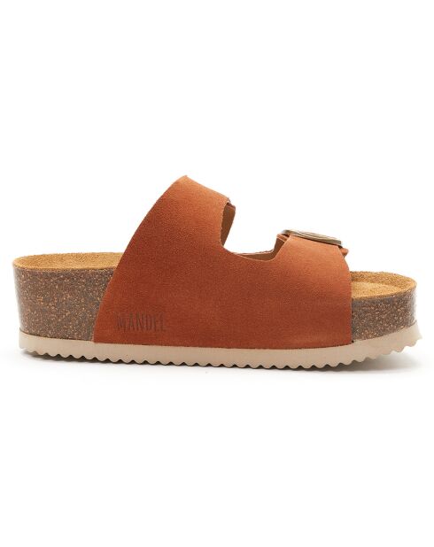Mules en Velours de Cuir Zoe marron