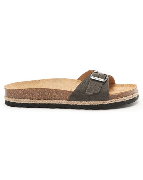 Mules en Velours de Cuir Agata marron