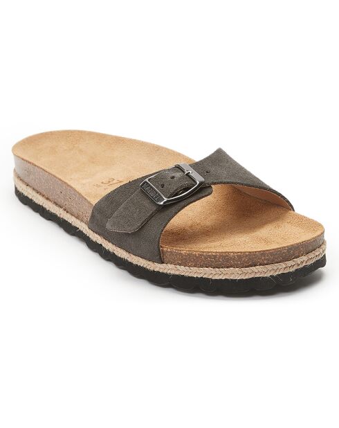 Mules en Velours de Cuir Agata marron
