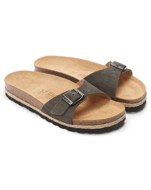 Braune Agata Velvet Lederpantoletten