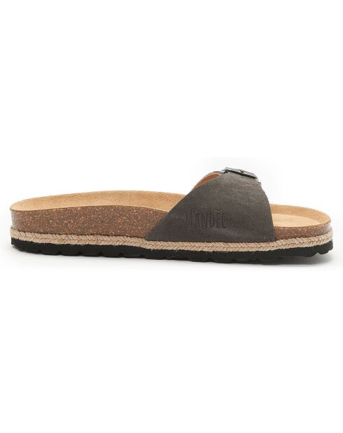 Mules en Velours de Cuir Agata marron