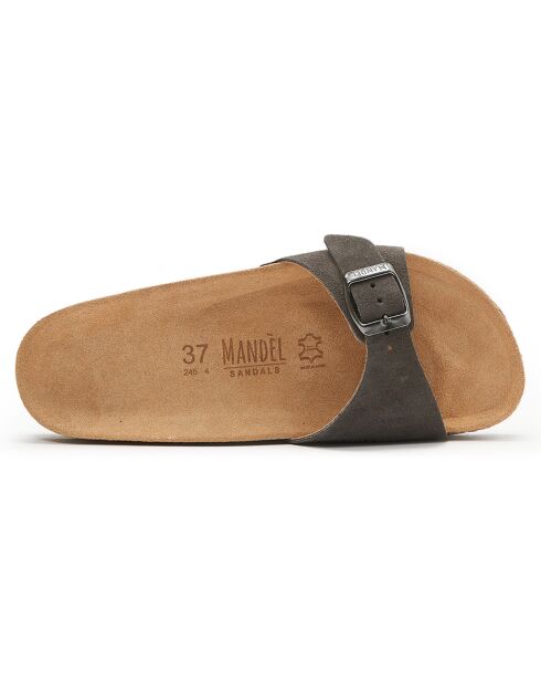 Mules en Velours de Cuir Agata marron