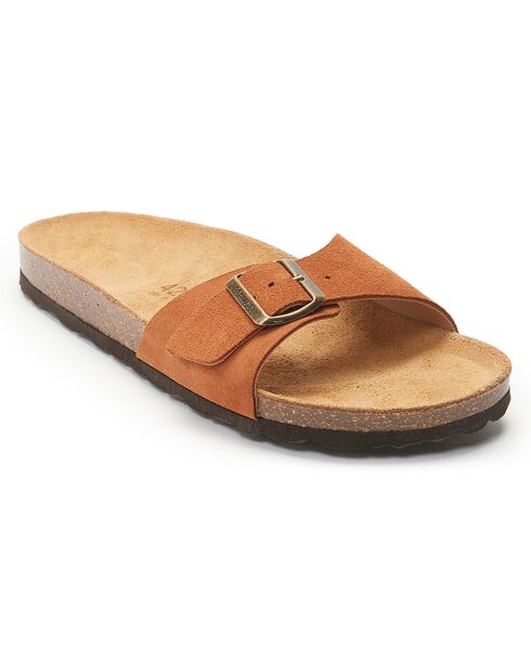 Braune Agata Velvet Lederpantoletten