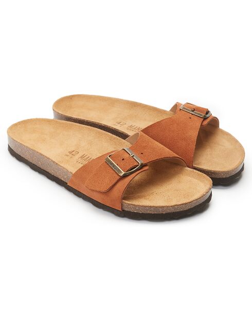 Braune Agata Velvet Lederpantoletten