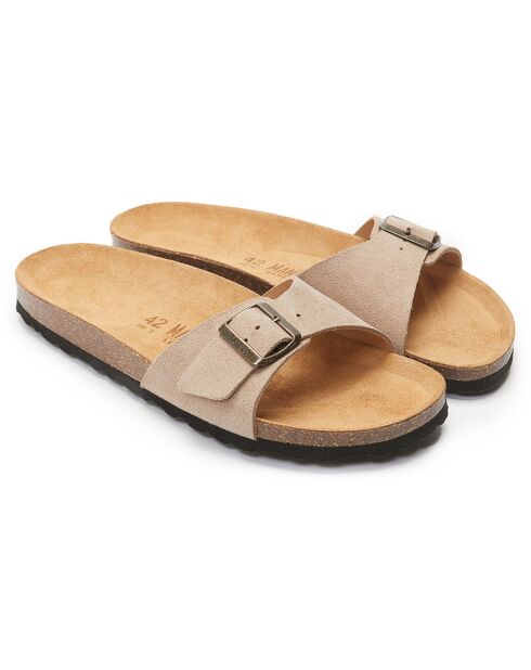 Taupe leren muiltjes van Agata