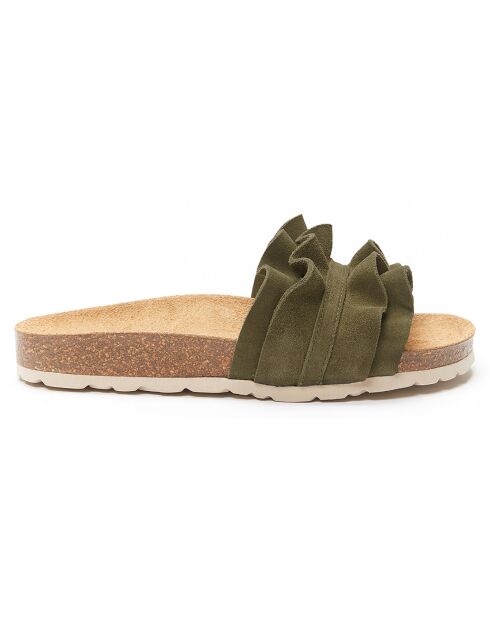 Mules en Velours de Cuir Sofia vertes