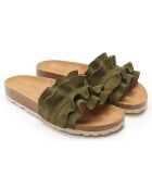Mules en Velours de Cuir Sofia vertes