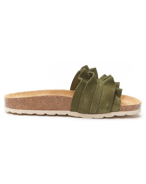 Mules en Velours de Cuir Sofia vertes