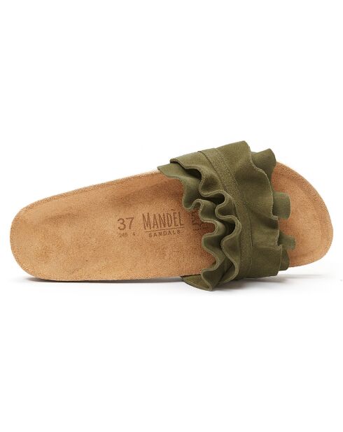 Mules en Velours de Cuir Sofia vertes