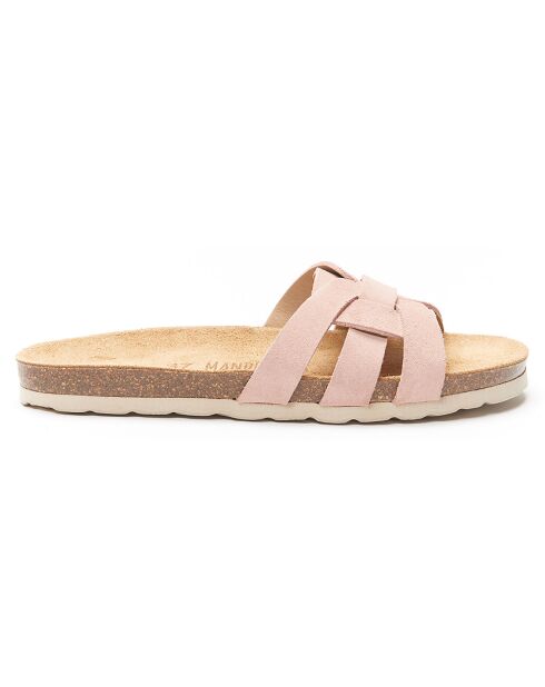 Mules en Velours de Cuir Clara roses